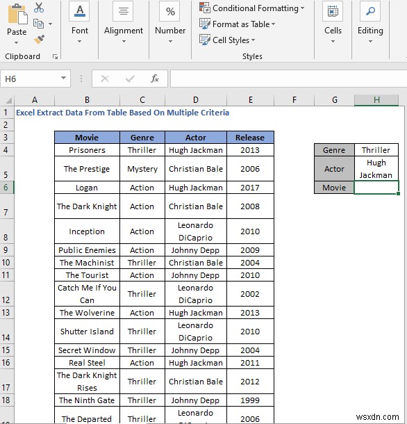 Excel में एकाधिक मानदंडों के आधार पर तालिका से डेटा कैसे निकालें