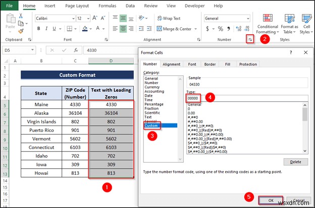 Excel में अग्रणी शून्य के साथ नंबर को टेक्स्ट में कैसे बदलें