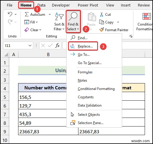 Excel में कॉमा कैसे निकालें (4 आसान तरीके)