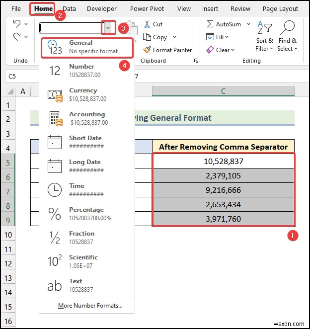 Excel में कॉमा कैसे निकालें (4 आसान तरीके)