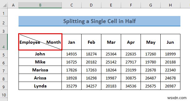Excel में एक सेल को आधे में कैसे विभाजित करें