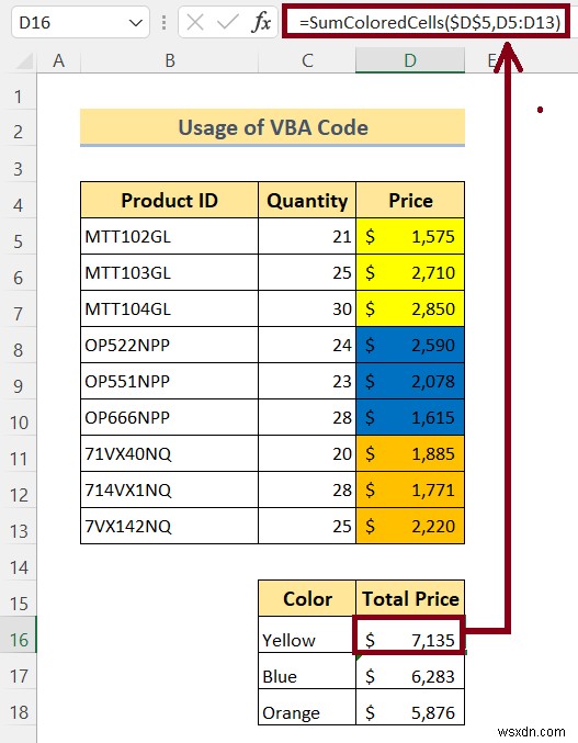 Excel में रंगीन सेलों का योग कैसे करें (4 तरीके)