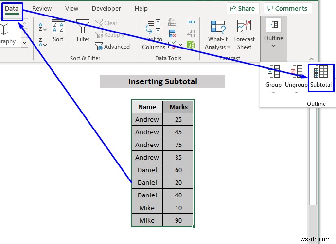 Excel में सबटोटल कैसे डालें