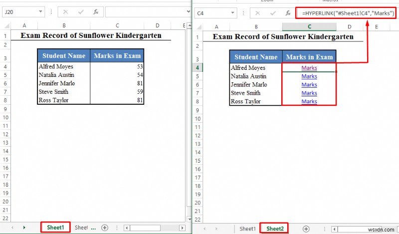 Excel में दूसरी शीट में हाइपरलिंक कैसे जोड़ें (2 आसान तरीके)