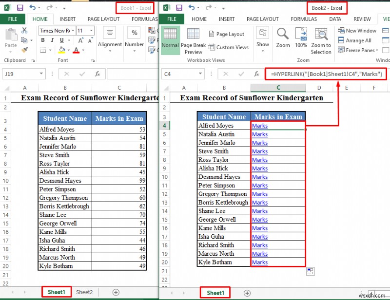 Excel में दूसरी शीट में हाइपरलिंक कैसे जोड़ें (2 आसान तरीके)