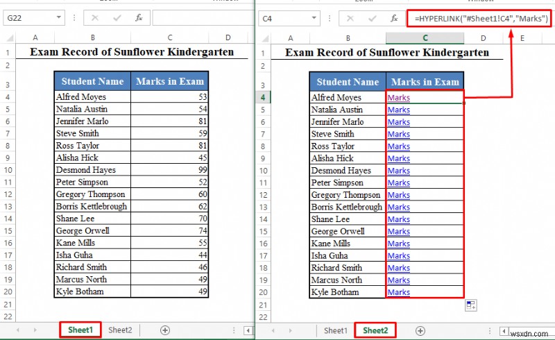 Excel में दूसरी शीट में हाइपरलिंक कैसे जोड़ें (2 आसान तरीके)