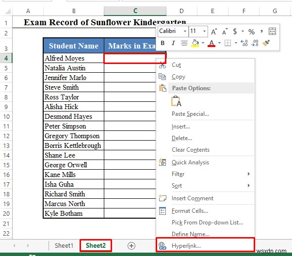 Excel में दूसरी शीट में हाइपरलिंक कैसे जोड़ें (2 आसान तरीके)