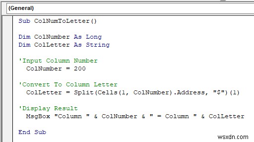 VBA एक्सेल में कॉलम नंबर को लेटर में बदलने के लिए (3 तरीके)