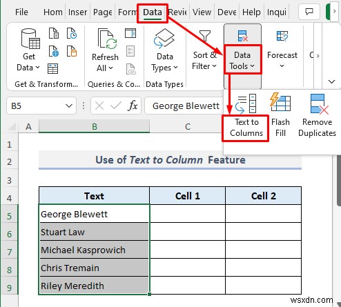 Excel में सेल कैसे विभाजित करें (5 आसान ट्रिक्स)