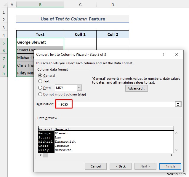 Excel में सेल कैसे विभाजित करें (5 आसान ट्रिक्स)