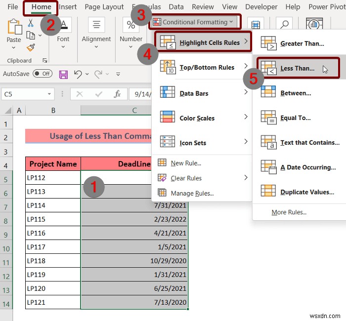 Excel में अतिदेय तिथियों पर सशर्त स्वरूपण लागू करें (3 तरीके)