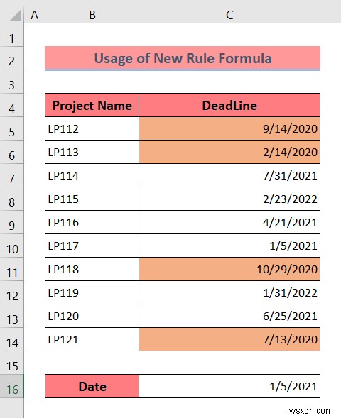 Excel में अतिदेय तिथियों पर सशर्त स्वरूपण लागू करें (3 तरीके)