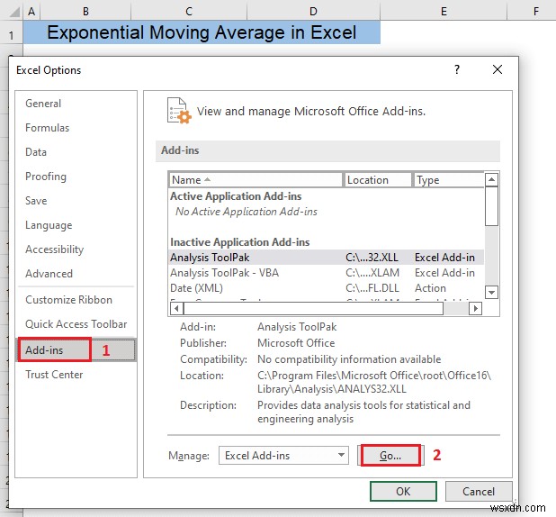 Excel में एक्सपोनेंशियल मूविंग एवरेज की गणना कैसे करें