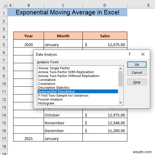Excel में एक्सपोनेंशियल मूविंग एवरेज की गणना कैसे करें