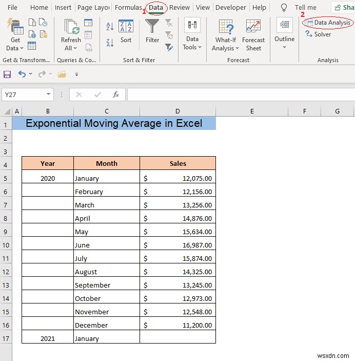 Excel में एक्सपोनेंशियल मूविंग एवरेज की गणना कैसे करें