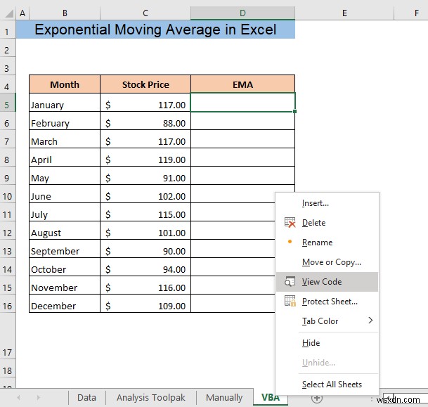 Excel में एक्सपोनेंशियल मूविंग एवरेज की गणना कैसे करें