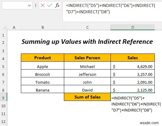 Excel में अप्रत्यक्ष पते का उपयोग कैसे करें (4 उदाहरण)