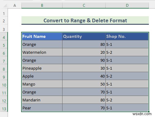 Excel में टेबल के रूप में फॉर्मेट कैसे निकालें