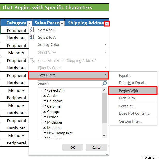 Excel में टेक्स्ट फ़िल्टर का उपयोग कैसे करें (5 उदाहरण)