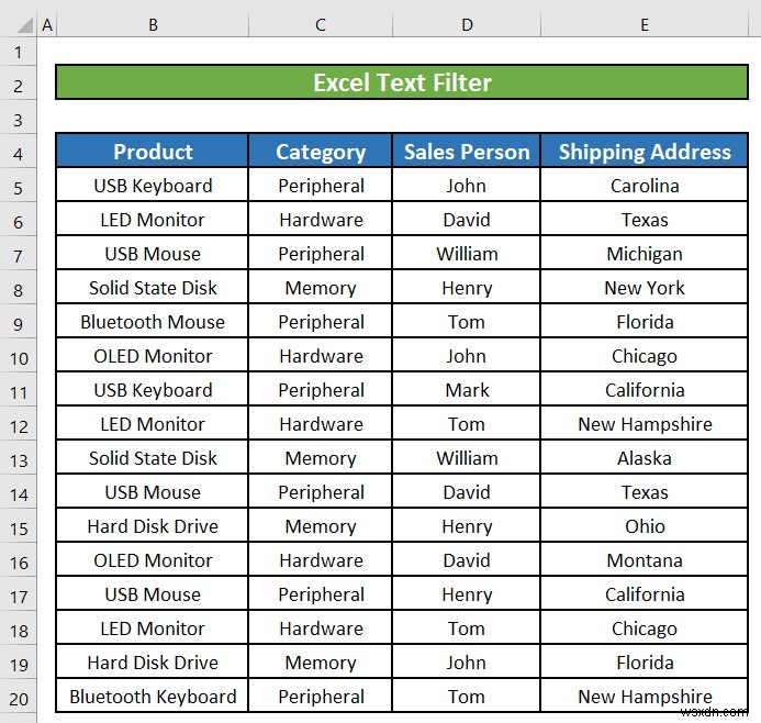 Excel में टेक्स्ट फ़िल्टर का उपयोग कैसे करें (5 उदाहरण)