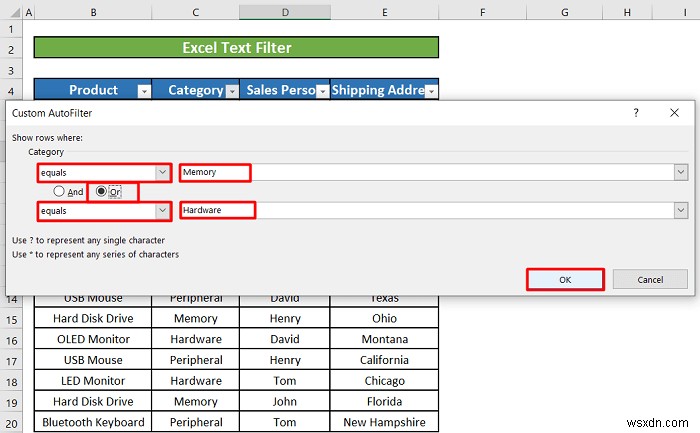 Excel में टेक्स्ट फ़िल्टर का उपयोग कैसे करें (5 उदाहरण)