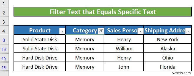 Excel में टेक्स्ट फ़िल्टर का उपयोग कैसे करें (5 उदाहरण)