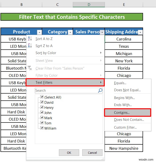 Excel में टेक्स्ट फ़िल्टर का उपयोग कैसे करें (5 उदाहरण)