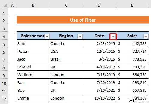 Excel में दिनांक के अनुसार कैसे फ़िल्टर करें (4 त्वरित तरीके)