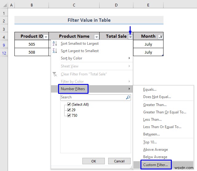 Excel में कस्टम फ़िल्टर कैसे करें (5 तरीके)