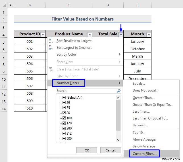 Excel में कस्टम फ़िल्टर कैसे करें (5 तरीके)