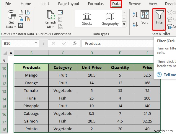 Excel में क्षैतिज डेटा कैसे फ़िल्टर करें (3 तरीके)