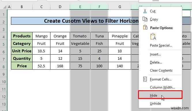 Excel में क्षैतिज डेटा कैसे फ़िल्टर करें (3 तरीके)