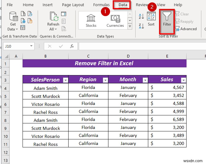 Excel में फ़िल्टर कैसे निकालें (5 आसान और त्वरित तरीके)