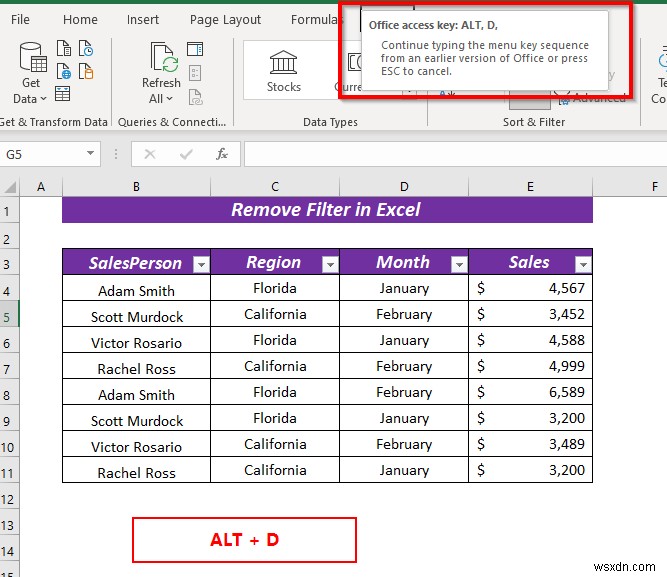 Excel में फ़िल्टर कैसे निकालें (5 आसान और त्वरित तरीके)