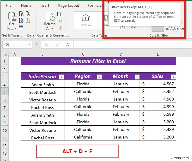 Excel में फ़िल्टर कैसे निकालें (5 आसान और त्वरित तरीके)