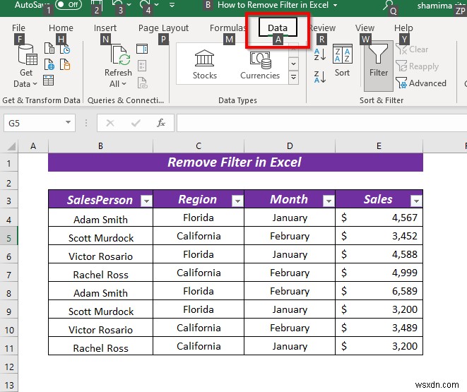 Excel में फ़िल्टर कैसे निकालें (5 आसान और त्वरित तरीके)