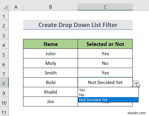 Excel में फ़िल्टर के साथ ड्रॉप डाउन सूची कैसे बनाएं (7 तरीके)