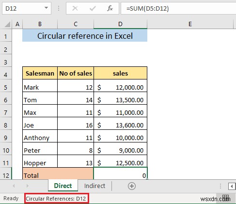 Excel में सर्कुलर संदर्भ क्या है?