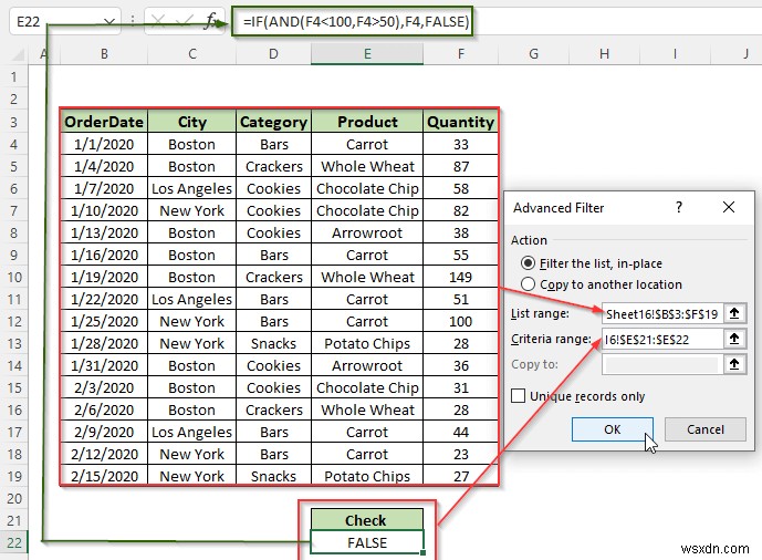 Excel में एक कॉलम में कई मानदंडों के आधार पर उन्नत फ़िल्टर लागू करें