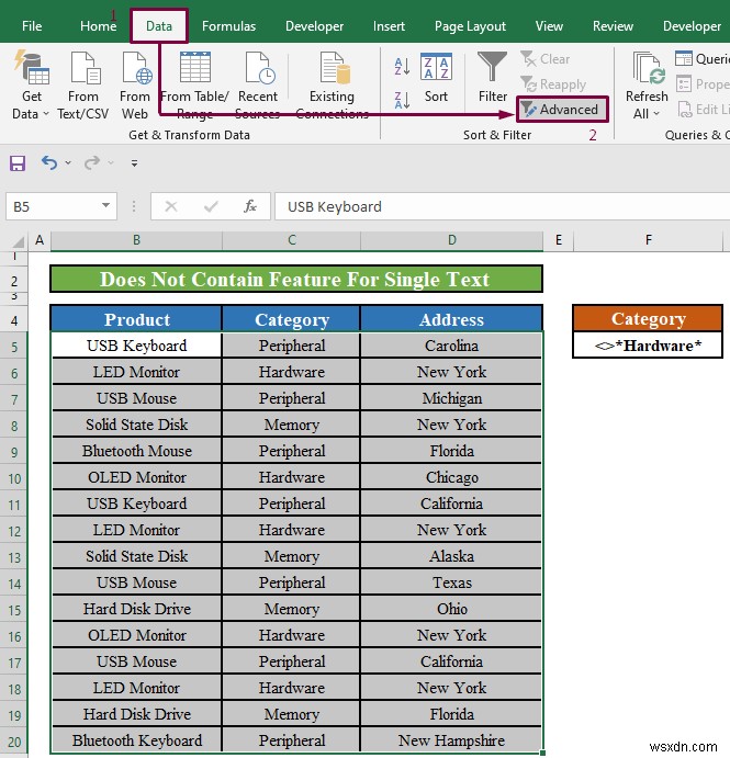 Excel Advanced Filter: इसमें शामिल नहीं है  (2 तरीके) लागू करें