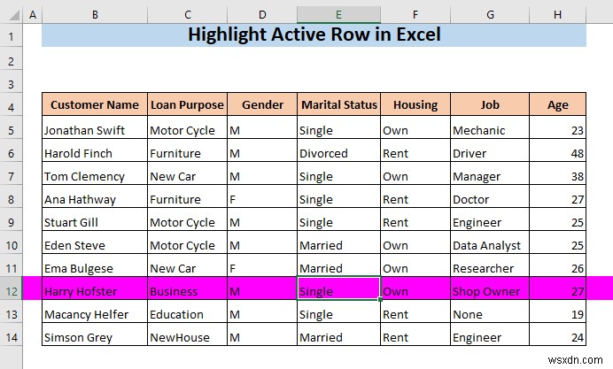 Excel में एक्टिव रो को हाईलाइट कैसे करें (3 तरीके)