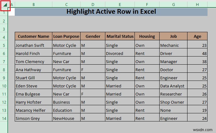 Excel में एक्टिव रो को हाईलाइट कैसे करें (3 तरीके)