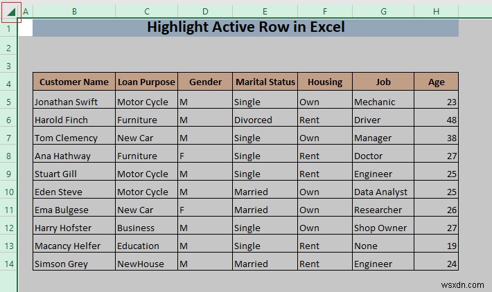 Excel में एक्टिव रो को हाईलाइट कैसे करें (3 तरीके)