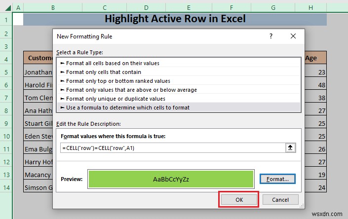 Excel में एक्टिव रो को हाईलाइट कैसे करें (3 तरीके)