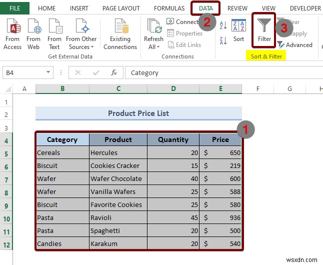 Excel में फ़िल्टर कैसे जोड़ें (4 तरीके)