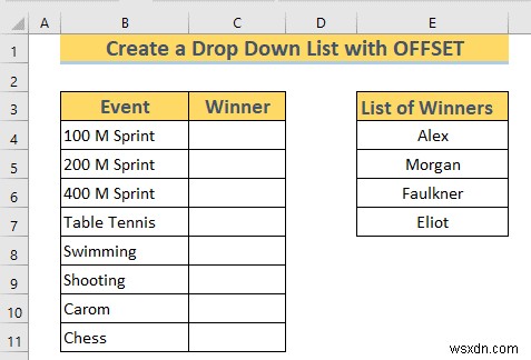 Excel OFFSET का उपयोग करके डायनामिक ड्रॉप डाउन सूची कैसे बनाएं (3 तरीके)