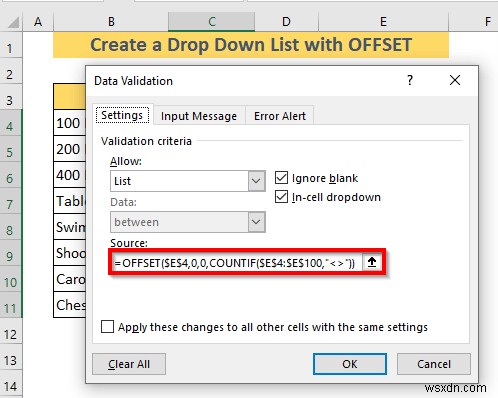 Excel OFFSET का उपयोग करके डायनामिक ड्रॉप डाउन सूची कैसे बनाएं (3 तरीके)