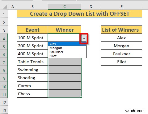 Excel OFFSET का उपयोग करके डायनामिक ड्रॉप डाउन सूची कैसे बनाएं (3 तरीके)