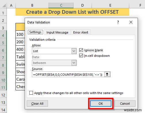 Excel OFFSET का उपयोग करके डायनामिक ड्रॉप डाउन सूची कैसे बनाएं (3 तरीके)