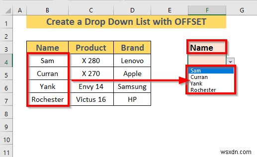 Excel OFFSET का उपयोग करके डायनामिक ड्रॉप डाउन सूची कैसे बनाएं (3 तरीके)